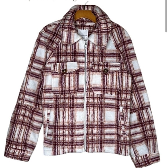 NWOT Anthropologie Avec Les Filles Plaid/Buffalo Check Fleece Zip Up Jacket Sz M - Picture 1 of 9